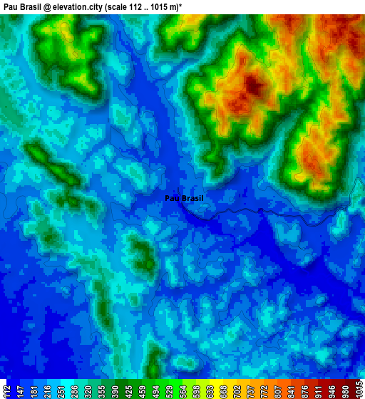 Zoom OUT 2x Pau Brasil, Brazil elevation map