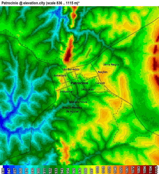 Zoom OUT 2x Patrocínio, Brazil elevation map