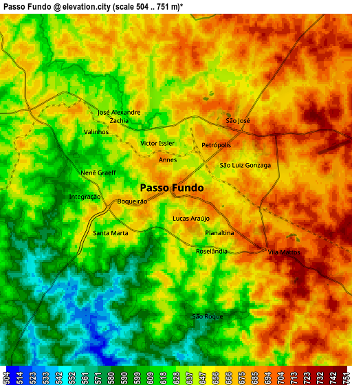Zoom OUT 2x Passo Fundo, Brazil elevation map