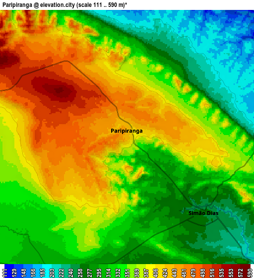 Zoom OUT 2x Paripiranga, Brazil elevation map