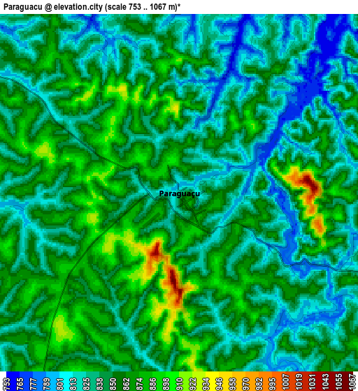 Zoom OUT 2x Paraguaçu, Brazil elevation map