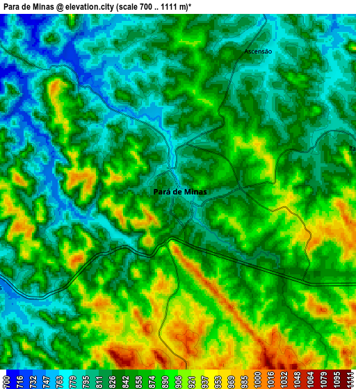 Zoom OUT 2x Pará de Minas, Brazil elevation map