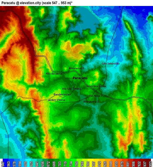 Zoom OUT 2x Paracatu, Brazil elevation map