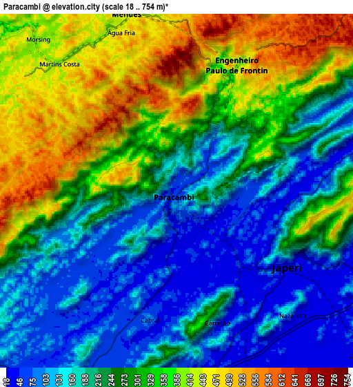 Zoom OUT 2x Paracambi, Brazil elevation map