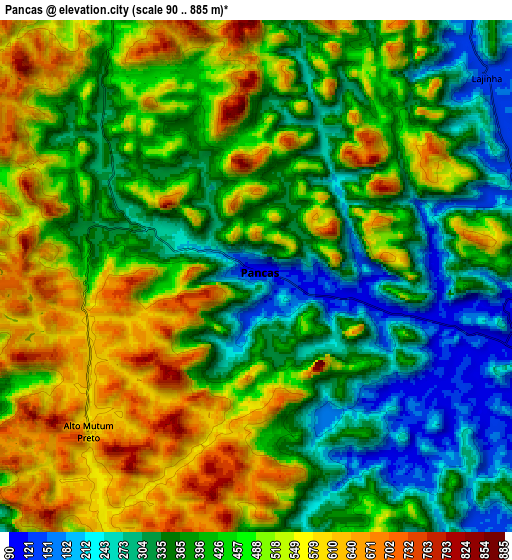 Zoom OUT 2x Pancas, Brazil elevation map