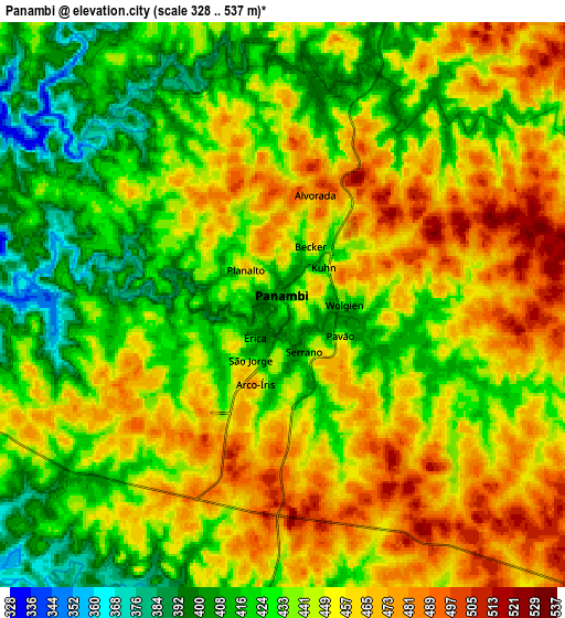 Zoom OUT 2x Panambi, Brazil elevation map