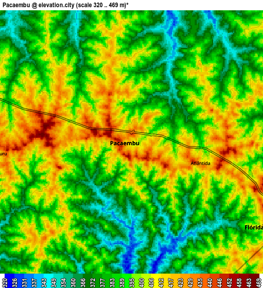 Zoom OUT 2x Pacaembu, Brazil elevation map