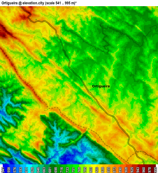 Zoom OUT 2x Ortigueira, Brazil elevation map