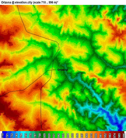 Zoom OUT 2x Orizona, Brazil elevation map