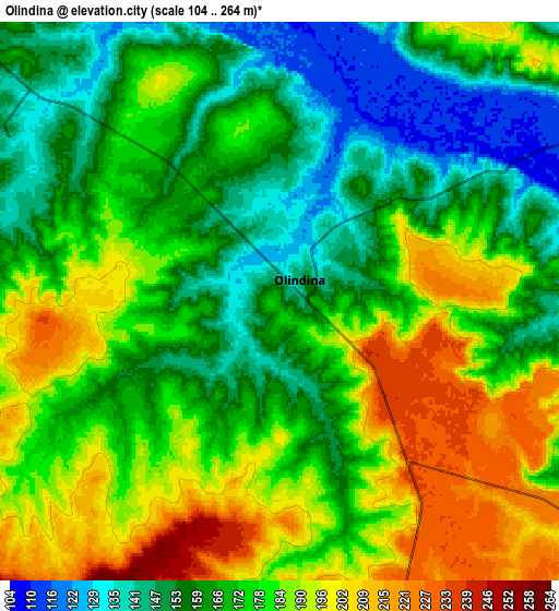 Zoom OUT 2x Olindina, Brazil elevation map