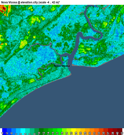 Zoom OUT 2x Nova Viçosa, Brazil elevation map