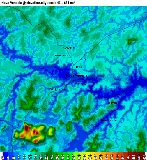 Zoom OUT 2x Nova Venécia, Brazil elevation map
