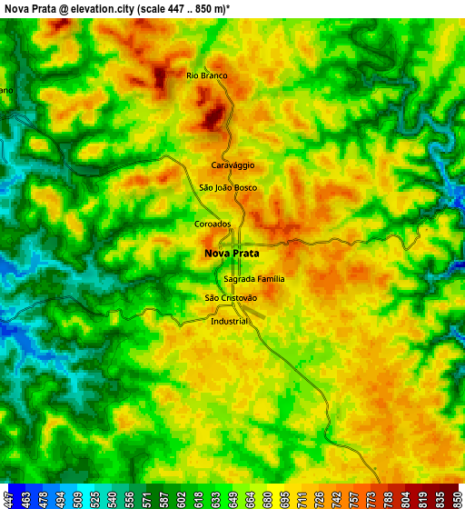 Zoom OUT 2x Nova Prata, Brazil elevation map