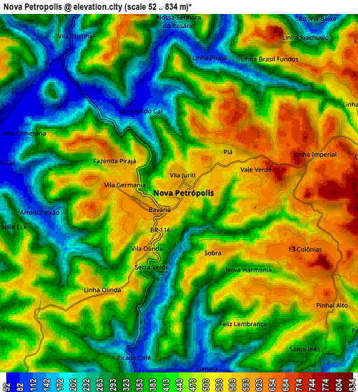Zoom OUT 2x Nova Petrópolis, Brazil elevation map