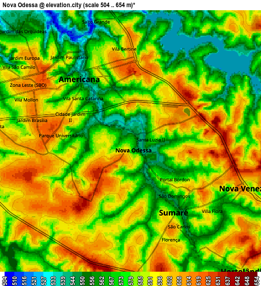Zoom OUT 2x Nova Odessa, Brazil elevation map