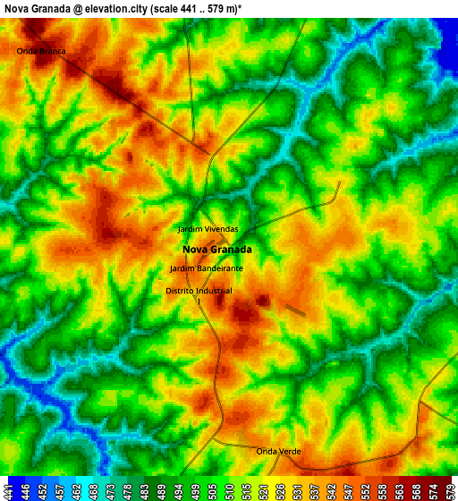 Zoom OUT 2x Nova Granada, Brazil elevation map