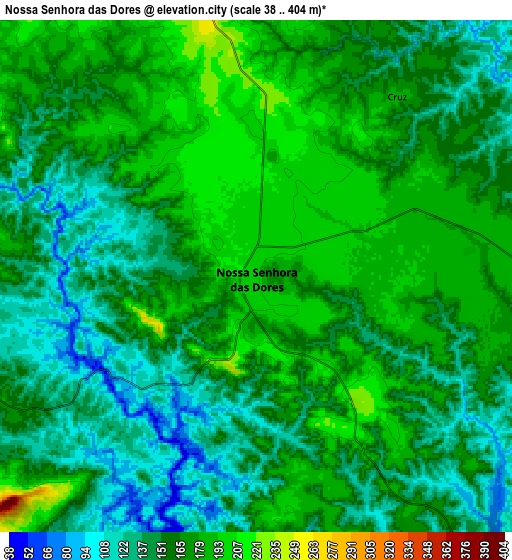 Zoom OUT 2x Nossa Senhora das Dores, Brazil elevation map