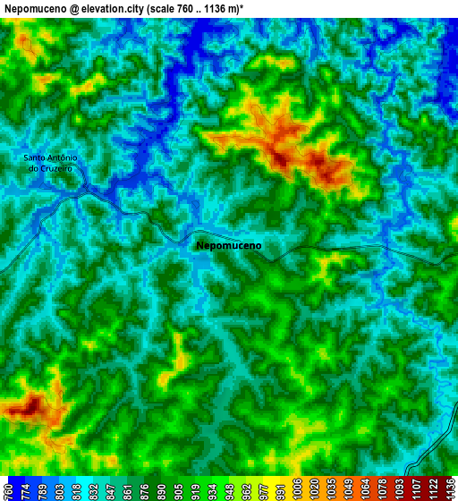 Zoom OUT 2x Nepomuceno, Brazil elevation map