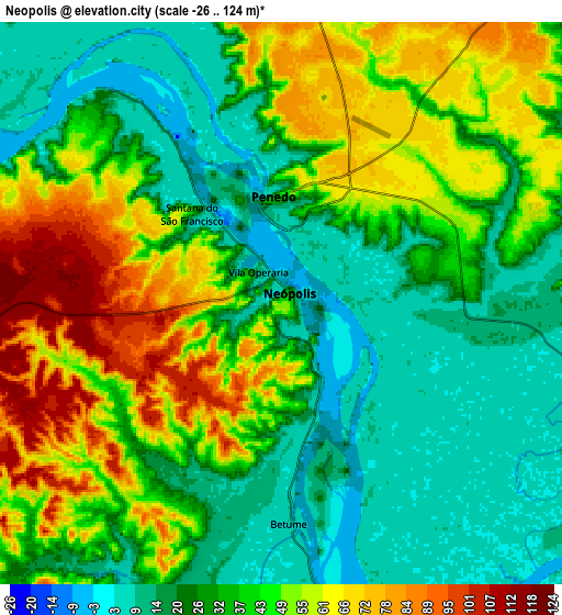 Zoom OUT 2x Neópolis, Brazil elevation map