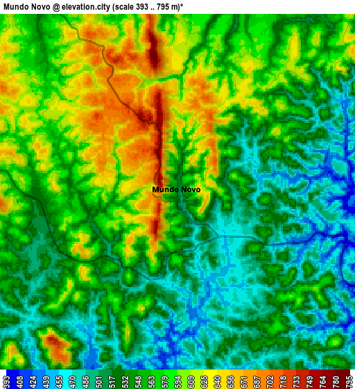 Zoom OUT 2x Mundo Novo, Brazil elevation map