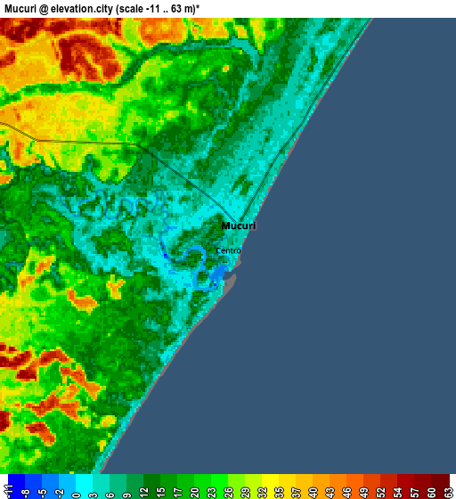 Zoom OUT 2x Mucuri, Brazil elevation map
