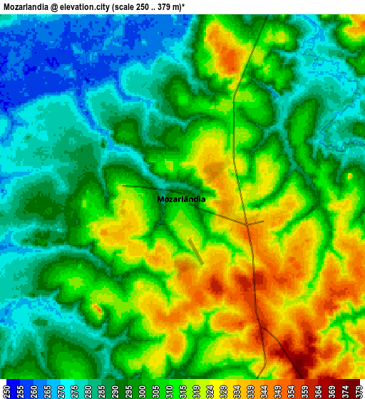 Zoom OUT 2x Mozarlândia, Brazil elevation map