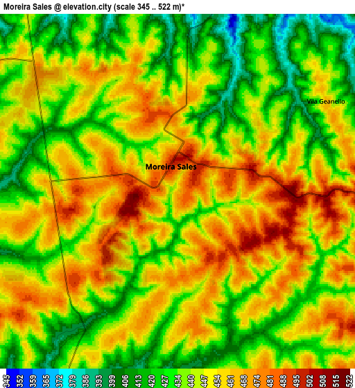 Zoom OUT 2x Moreira Sales, Brazil elevation map