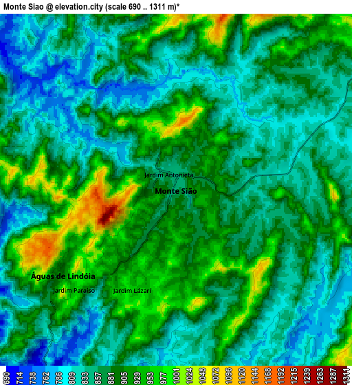 Zoom OUT 2x Monte Sião, Brazil elevation map