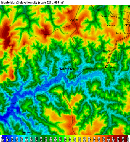Zoom OUT 2x Monte Mor, Brazil elevation map