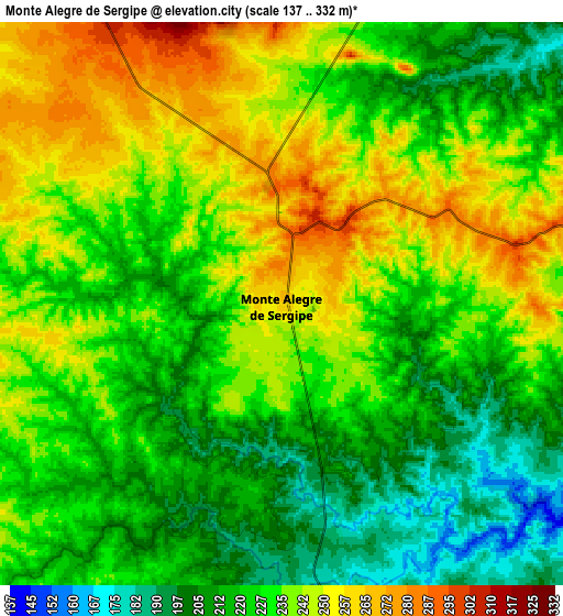 Zoom OUT 2x Monte Alegre de Sergipe, Brazil elevation map