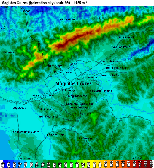 Zoom OUT 2x Mogi das Cruzes, Brazil elevation map