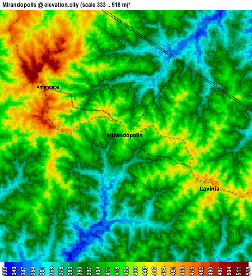 Zoom OUT 2x Mirandopólis, Brazil elevation map