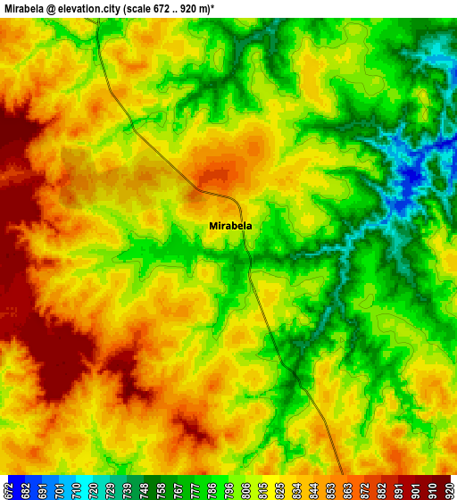 Zoom OUT 2x Mirabela, Brazil elevation map