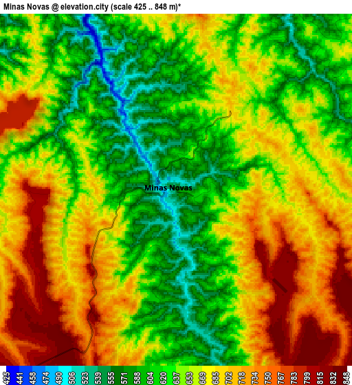 Zoom OUT 2x Minas Novas, Brazil elevation map