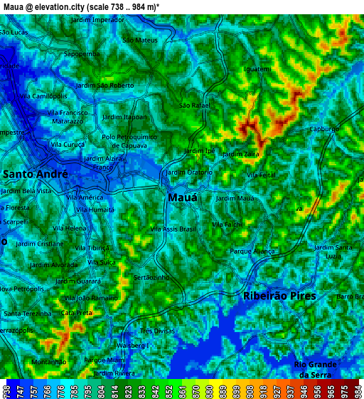 Zoom OUT 2x Mauá, Brazil elevation map