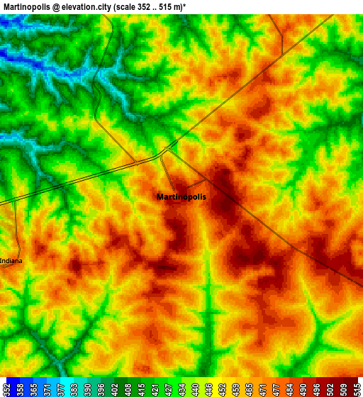Zoom OUT 2x Martinópolis, Brazil elevation map