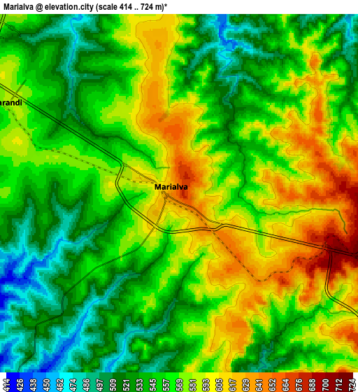 Zoom OUT 2x Marialva, Brazil elevation map