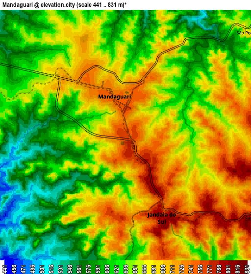 Zoom OUT 2x Mandaguari, Brazil elevation map