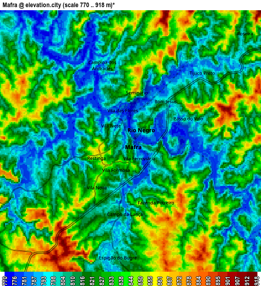 Zoom OUT 2x Mafra, Brazil elevation map
