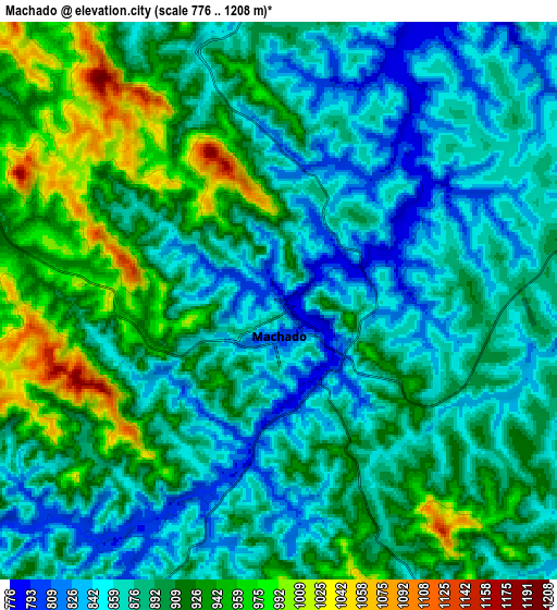 Zoom OUT 2x Machado, Brazil elevation map