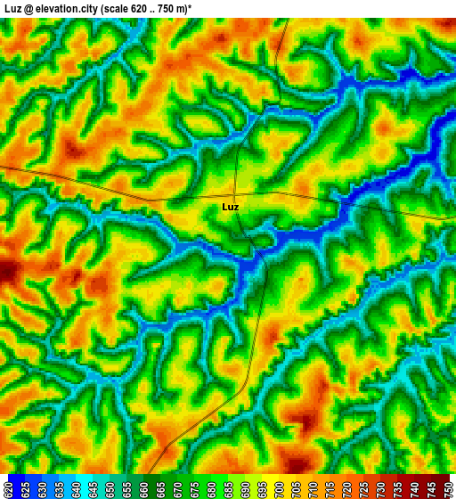 Zoom OUT 2x Luz, Brazil elevation map