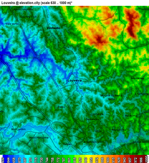 Zoom OUT 2x Louveira, Brazil elevation map