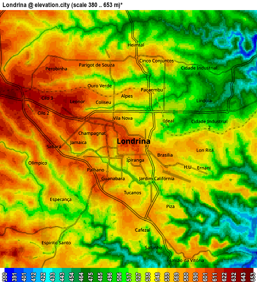 Zoom OUT 2x Londrina, Brazil elevation map
