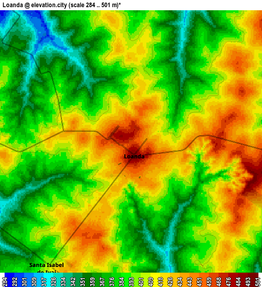 Zoom OUT 2x Loanda, Brazil elevation map