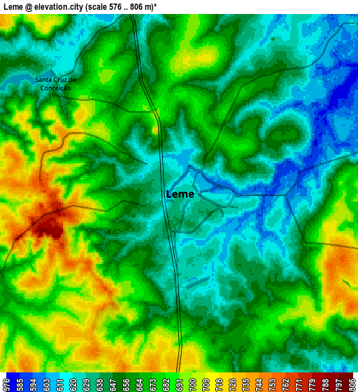 Zoom OUT 2x Leme, Brazil elevation map