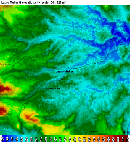 Zoom OUT 2x Lauro Muller, Brazil elevation map