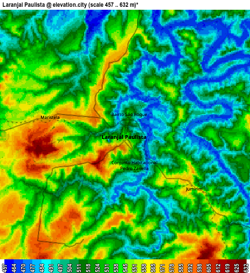 Zoom OUT 2x Laranjal Paulista, Brazil elevation map