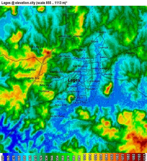 Zoom OUT 2x Lages, Brazil elevation map