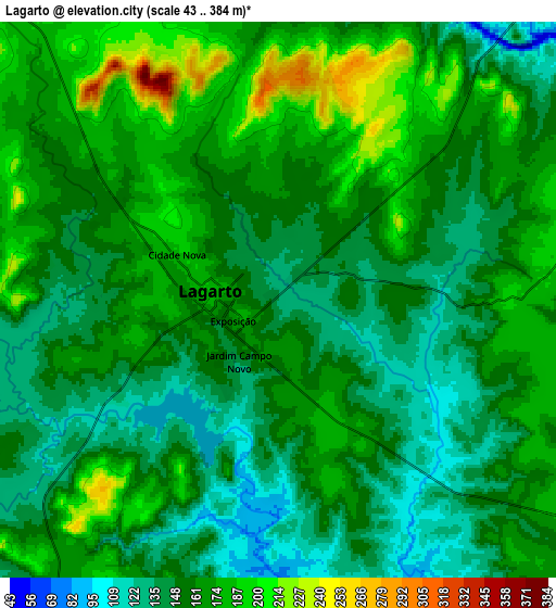 Zoom OUT 2x Lagarto, Brazil elevation map