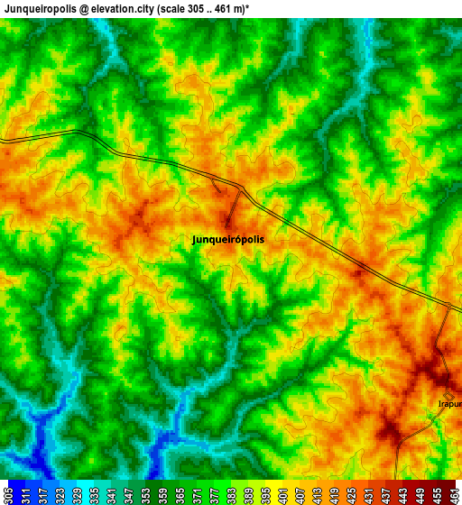 Zoom OUT 2x Junqueirópolis, Brazil elevation map
